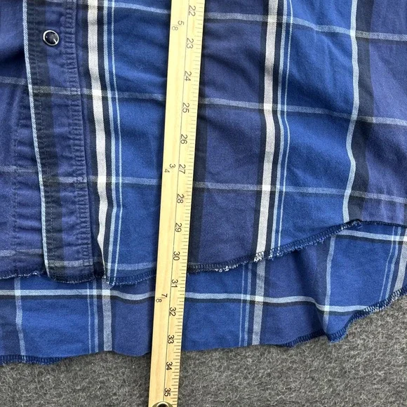 Vintage Wrangler‎ X Long Tails Button Up Shirt Mens 2XL Pearl Snap Plaid LS Blue - Picture 8 of 13